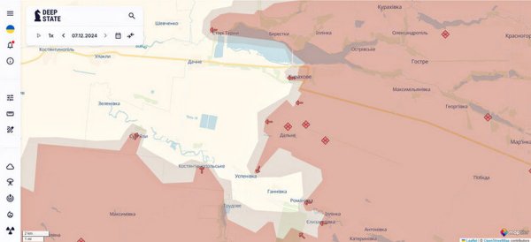 Os invasores conseguiram avançar perto de vários assentamentos na região de Donetsk e em Toretsk;&mdash ; DeepState (MAP)