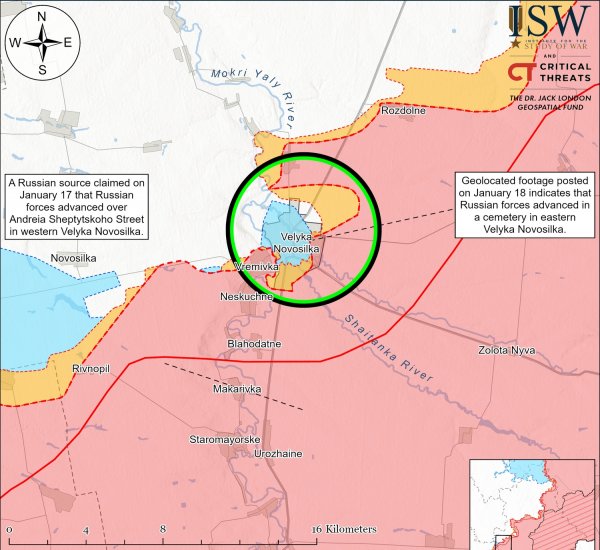 O exército de Putin avançou perto de ;seis assentamentos da região de Donetsk (MAP)