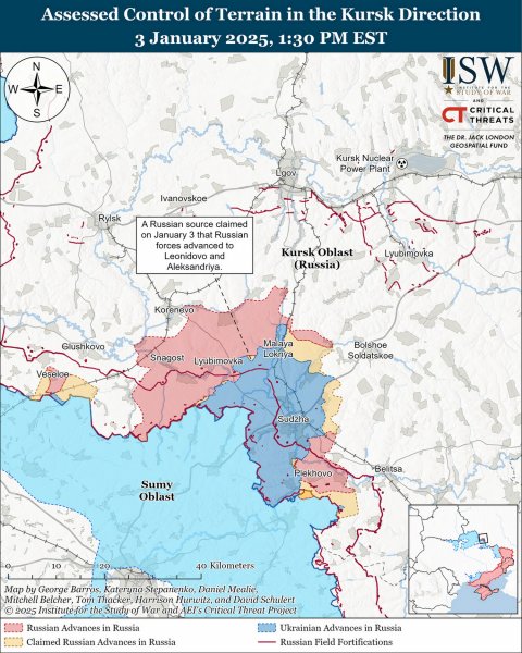 ISW analisou os “sucessos” do exército de Putin na região de Kursk (MAP)