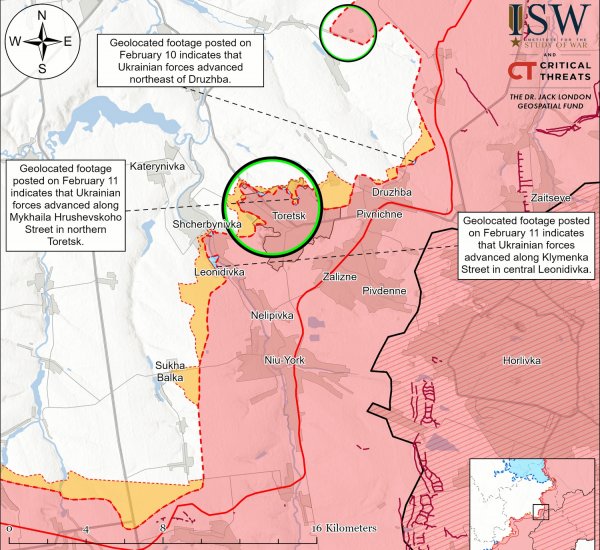 ISW confirma sucessos das Forças Armadas Ucranianas na área de Toretsk (MAPA)