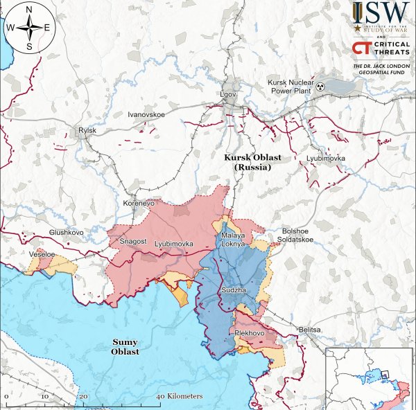 O ISW explicou o aumento da atividade dos ocupantes na área de fronteira das regiões de Sumy e Kursk — ISW (MAP)