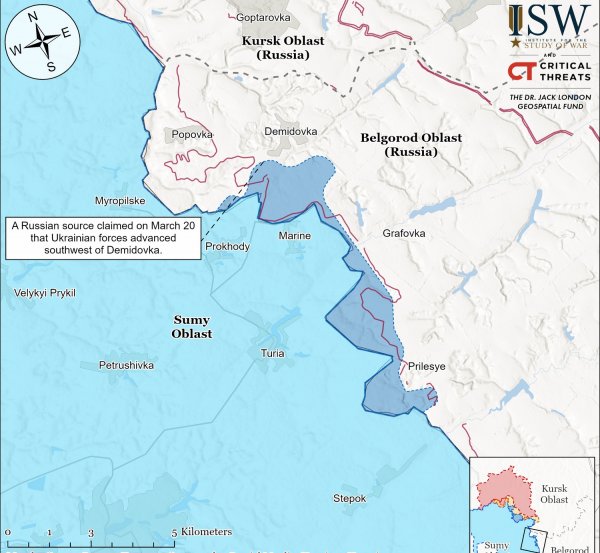 Ocupantes avançam nas regiões de Sumy e Kursk, Forças Armadas Ucranianas mantêm cabeça de ponte na região de Belgorod — ISW (MAP)