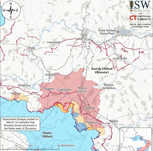 Ocupantes avançam nas regiões de Sumy e Kursk, Forças Armadas Ucranianas mantêm cabeça de ponte na região de Belgorod — ISW (MAP)