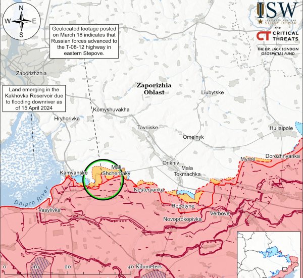 O ISW explicou o propósito pelo qual o exército de Putin intensificou sua ofensiva na região de Zaporizhia (MAP)