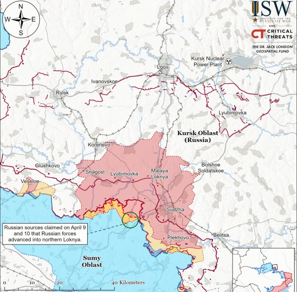 A ISW relatou como a situação mudou nas rotas Sumy, Kursk e Belgorod (MAP)