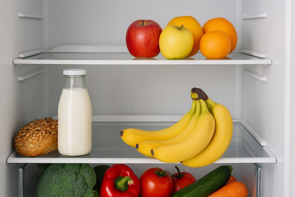 O que não se deve guardar no frigorífico: leite, pão e frutas