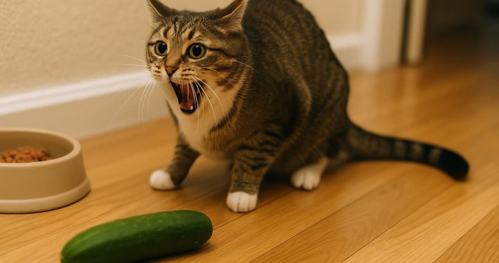 Por que os gatos pulam de medo ao ver um pepino