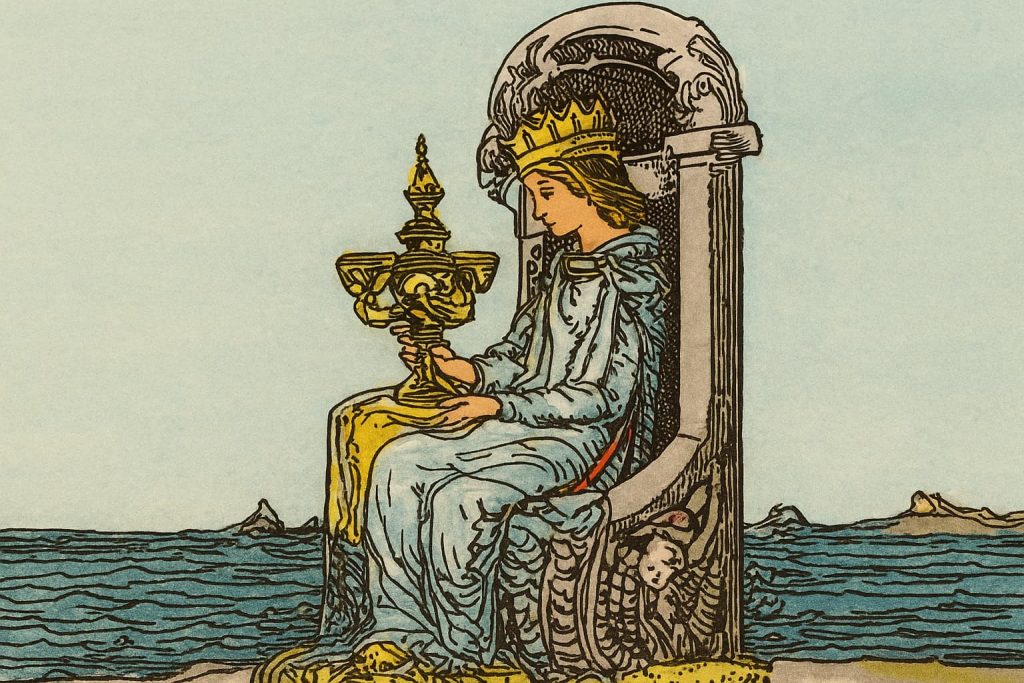 Descubra o significado da carta Rainha de Copas no Tarot, tanto na posição ereta quanto invertida, e como ela influencia amor, trabalho e espiritualidade.