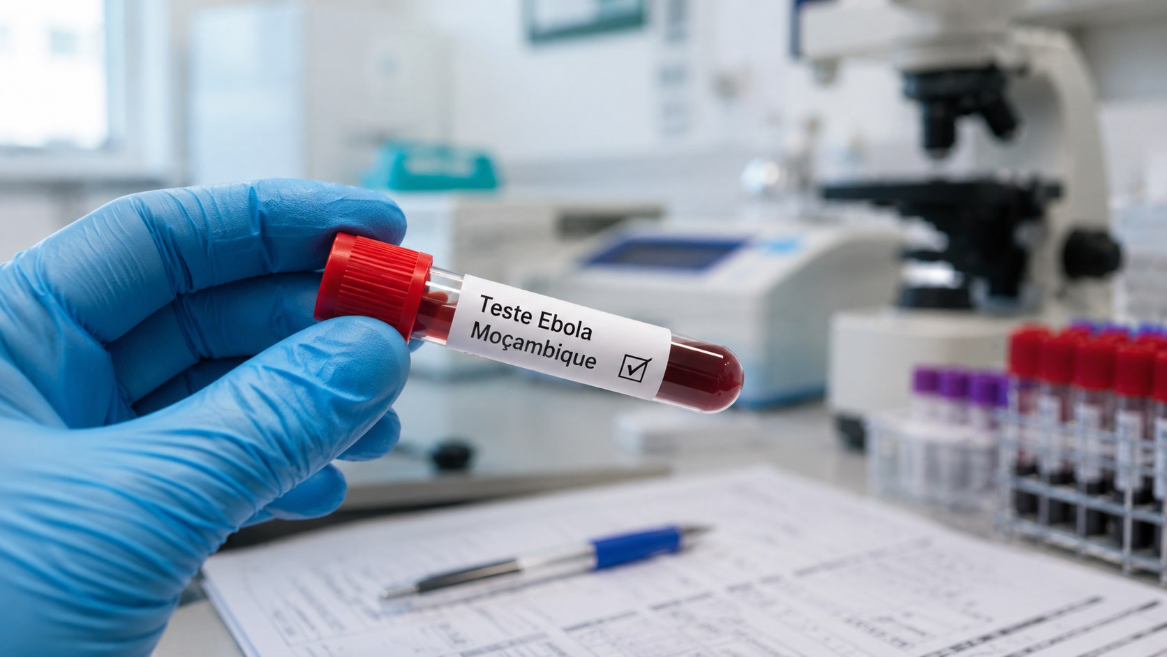 Moçambique pode processar 300 testes de Ébola por dia. Saiba quem é testado, onde as amostras são analisadas, como funciona o RT-PCR e quais etapas definem o prazo do resultado laboratorial no país.!