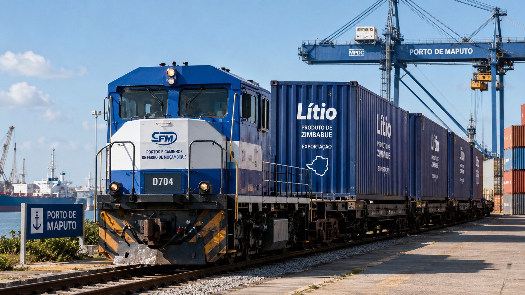 Comboio de lítio liga Gwanda ao Porto de Maputo por uma rota ferroviária de quase 1.000 km. Veja como Moçambique pode obter receitas no transporte ferroviário e na operação portuária.