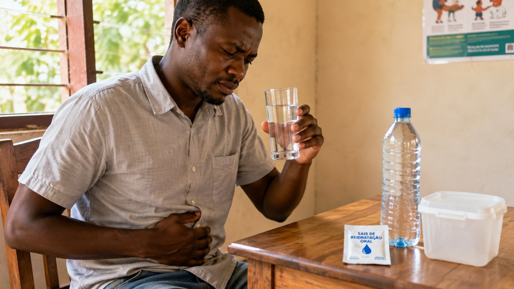 Diarreia depois de beber água em Moçambique: veja quando a reidratação oral pode bastar, quais sinais levantam suspeita de cólera e quando procurar uma unidade de saúde com urgência imediata.