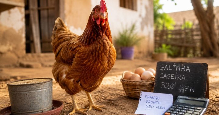 Preço do frango em Moçambique: criar em casa ou comprar pronto — qual opção sai mais barata