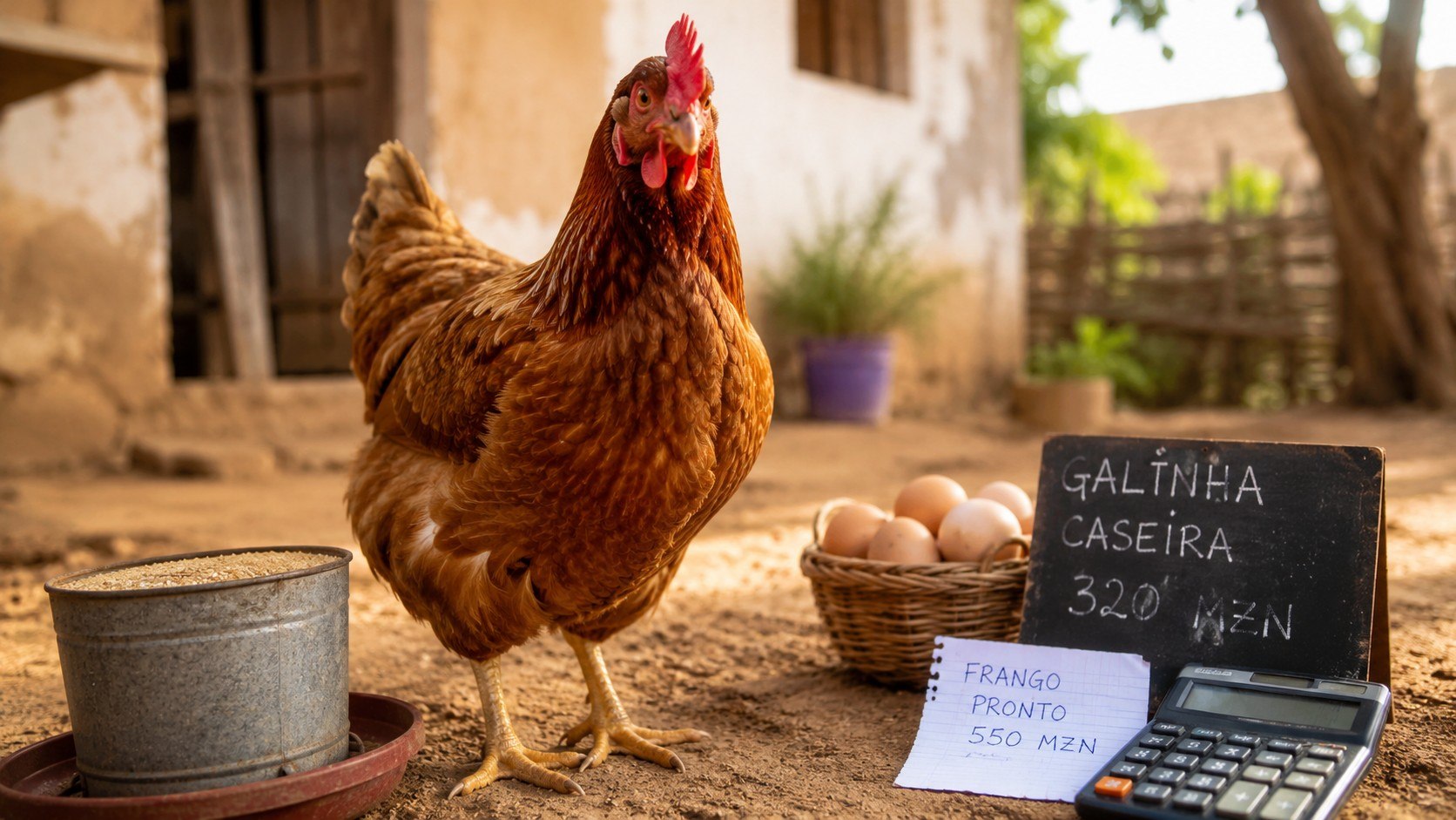 Preço do frango em Moçambique: compare quanto custa criar aves em casa e comprar frango pronto, com dados sobre pintos, ração, ciclo de engorda e preços recentes no mercado moçambicano em 2026, hoje.