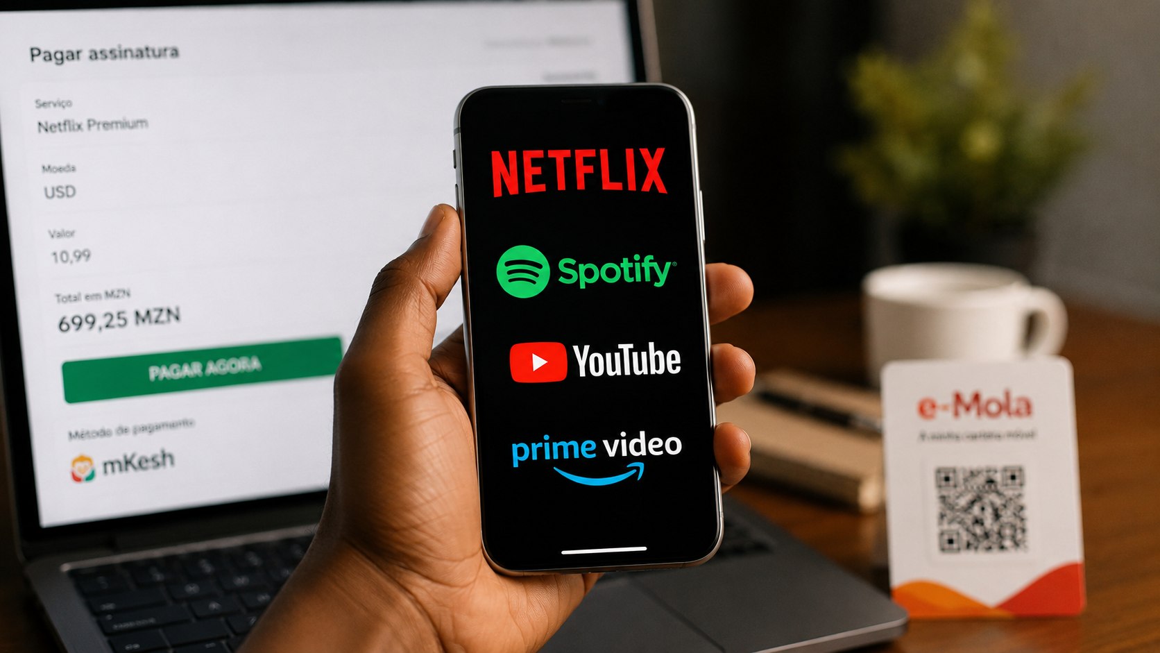 Como pagar Netflix, Spotify e outras assinaturas internacionais em Moçambique em 2026: cartões aceites, preços, limites do Banco de Moçambique, cobranças em USD e soluções para pagamentos recusados.