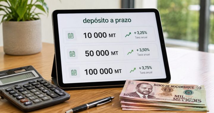 Depósito a prazo em Moçambique: quanto rendem 10 mil, 50 mil e 100 mil meticais em 2026