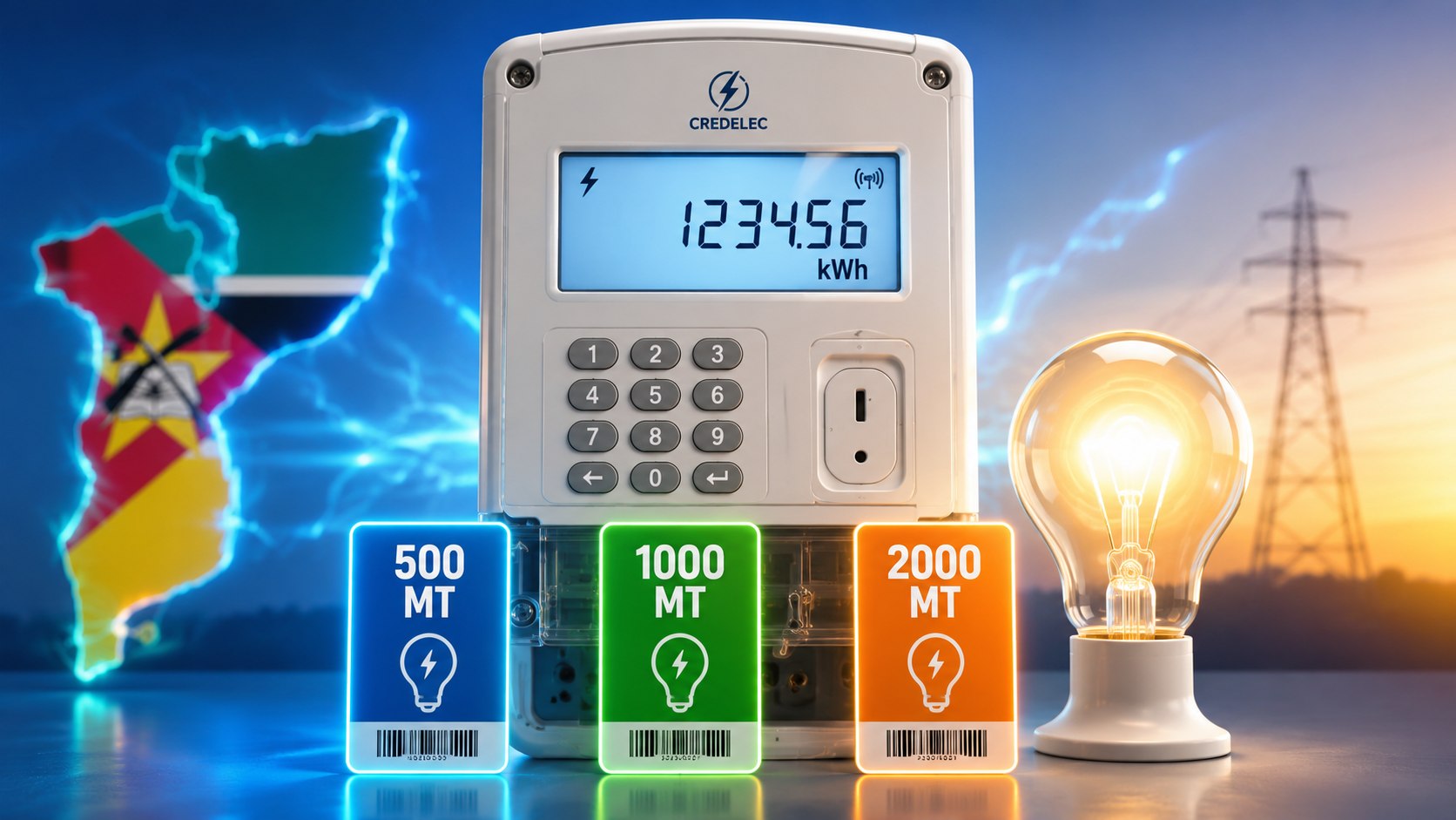 Credelec em Moçambique: veja quantos kWh compra com 500, 1.000 e 2.000 meticais em 2026, com base na tarifa doméstica pré-paga oficial da EDM e dados publicados pela ARENE. Consulte os valores agora.